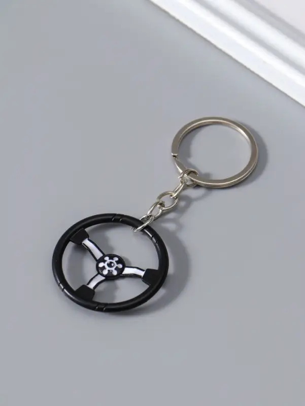 Брелок для ключей Cartage "Руль" черный с белым 4х4х0,3 см