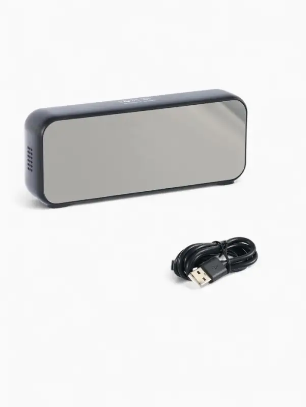 Часы - будильник электронные, настольные, календарь, термометр, гигрометр, 16.8&times;6.6 см, чёрные