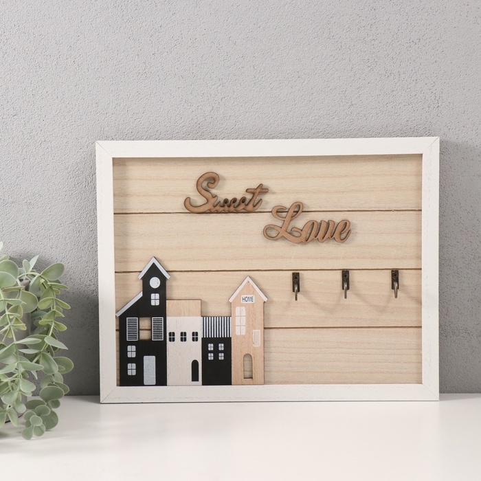 Крючки декоративные дерево Крючки декоративные дерево "Домики " 30х24 см