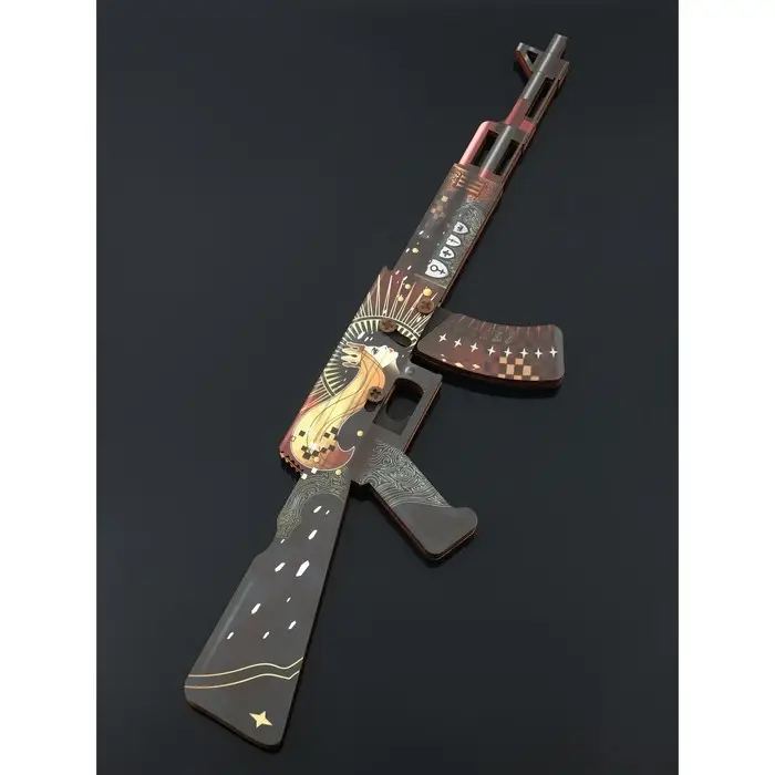 Набор сувенирное оружие «Красный с золотом», автомат, пистолет с глушителем, нож-штык, 3 шт