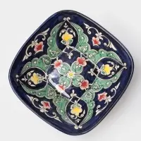 Салатник Риштанская Керамика &laquo;Цветы&raquo;, 19 см, синий, МИКС