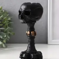 Подсвечник «Череп на ножке», 16×6.5×7.5 см, чёрный