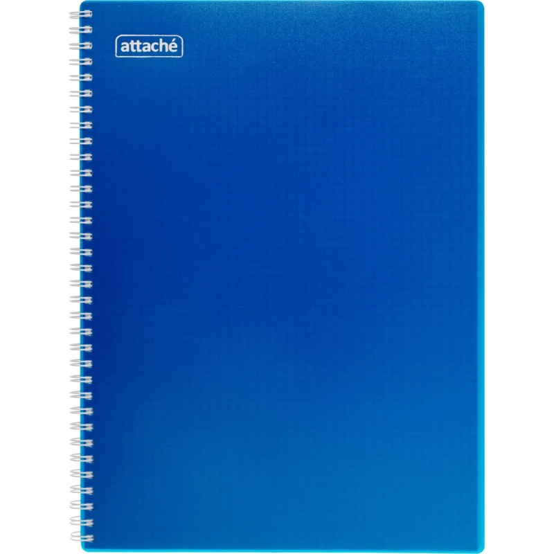 Бизнес-тетрадь А4,120л,гребень,обл.пластик,клетка, Attache Plastic, синий