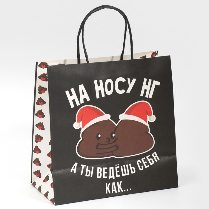 Пакет подарочный новогодний «На носу НГ», 22 х 22 х 11 см, Новый год Пакет подарочный новогодний «На носу НГ», 22 х 22 х 11 см, Новый год