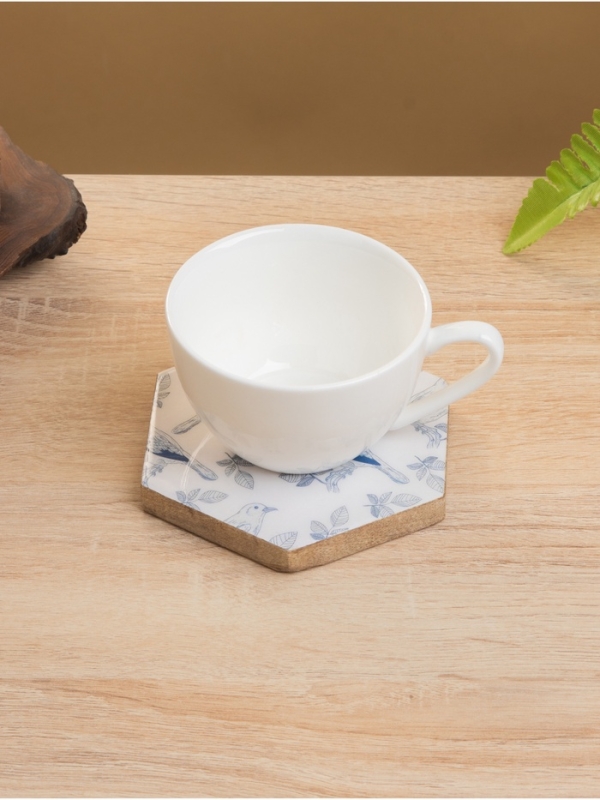 Подставка под горячее (набор 4 шт)  Подставка под горячее (набор 4 шт) "Синие птицы" дерево манго 15х13х5 см