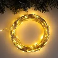 Гирлянда &laquo;Нить&raquo; 20 м, роса, IP20, серебристая нить, 200 LED, свечение тёплое белое, 12 В