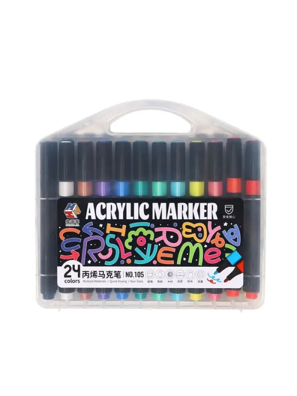 Набор маркеров акриловых, 24 цвета, в пластиковом пенале