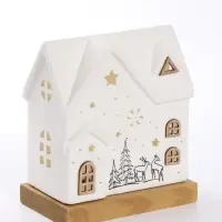 Фигурка керамическая с подсветкой &laquo;Дом с оленями у ёлок&raquo; 13&times;8&times;15 см