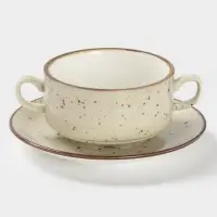 Бульонница с блюдцем Magistro Mediterana, 270 мл, фарфор, бежевая