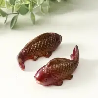 Фигурка для чайной церемонии "Красные парчовые карпы" набор 2 шт меняет цвет 3х7,5х3 см