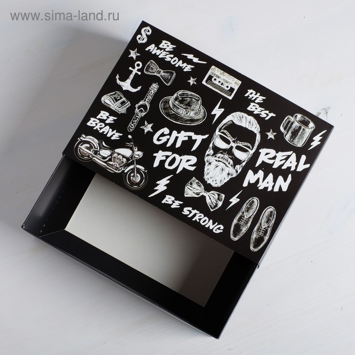 Коробка подарочная складная, упаковка, Gift for real man, 25 х 18 х 10 см Коробка подарочная складная, упаковка, Gift for real man, 25 х 18 х 10 см