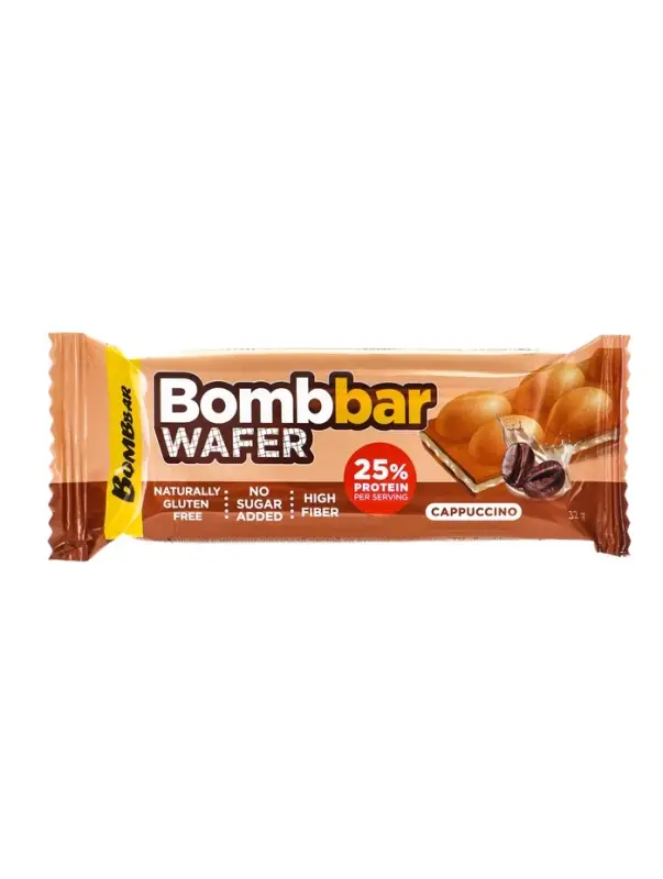 ТМ  ТМ "BOMBBAR" Батончик вафельный с молочно-ореховой пастой со вкусом "Капучино" 32 г