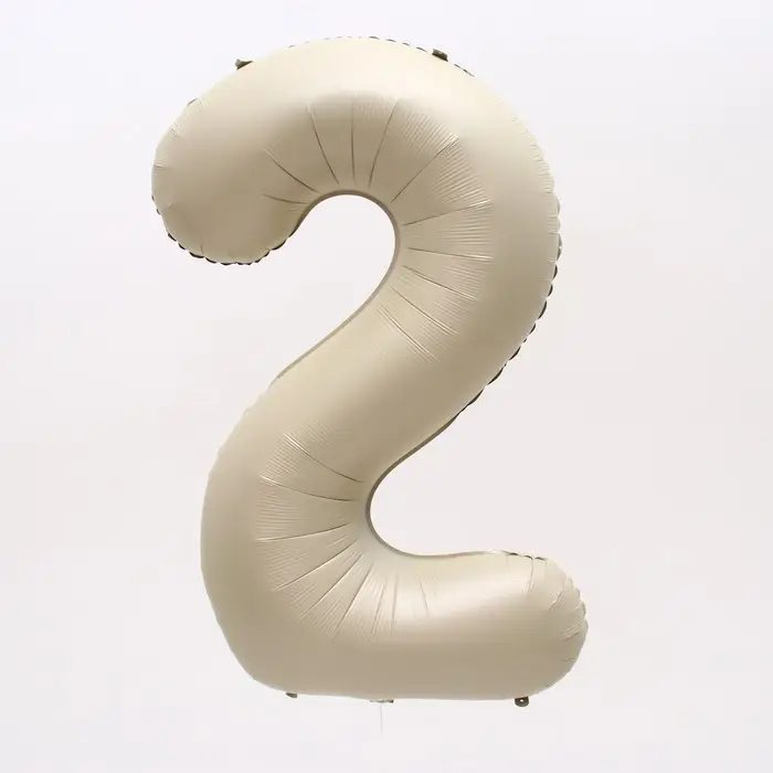 Шар фольгированный 40" Цифра 2, цвет «Взбитые сливки»