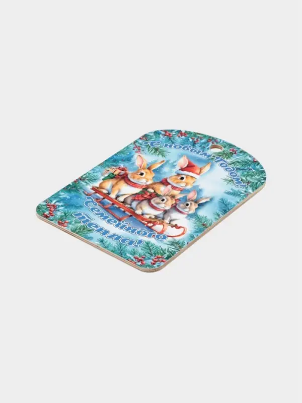 Доска разделочная сувенирная Дарим Красиво «С Новым годом! Семейного тепла», дерево, 28×18×0.6 см, разноцветная