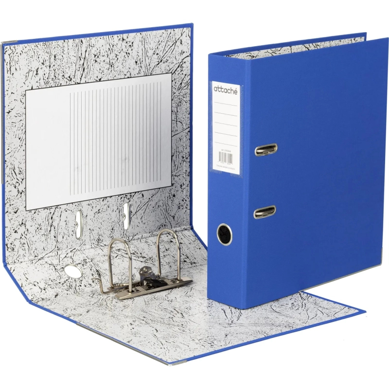 Папка-регистратор 75мм Attache А4, синяя, РР/бумага, мет. уголок