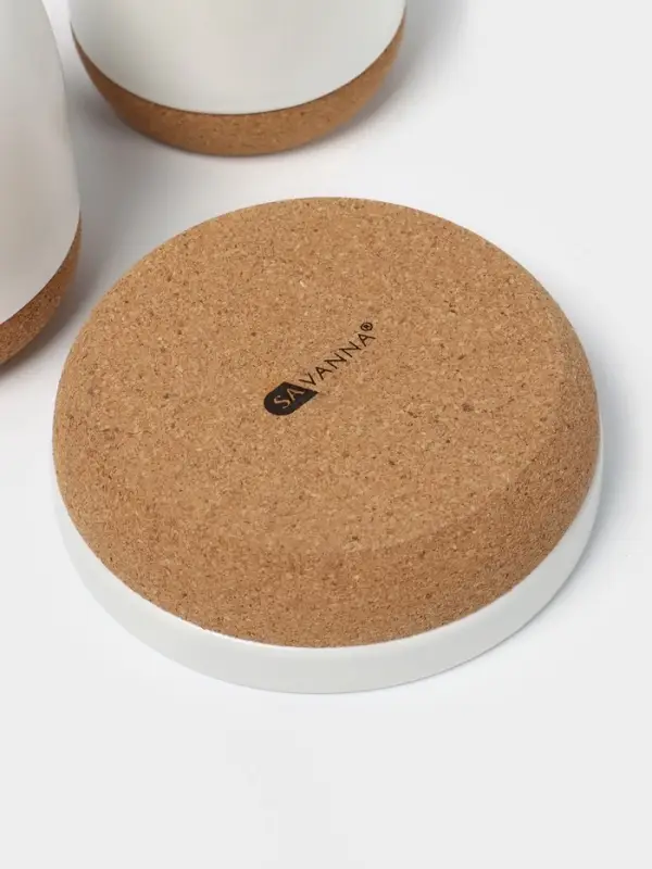 Набор для ванной SAVANNA &laquo;Пробка&raquo;, 3 предмета, дозатор для мыла, стакан, мыльница