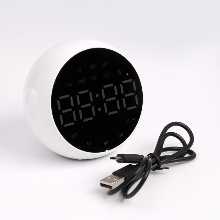 Часы-будильник электронные, bluetooth 5.0, FM, TF карта, колонка, 2000 мАч, 9 x 7.5 x 8 см Часы-будильник электронные, bluetooth 5.0, FM, TF карта, колонка, 2000 мАч, 9 x 7.5 x 8 см