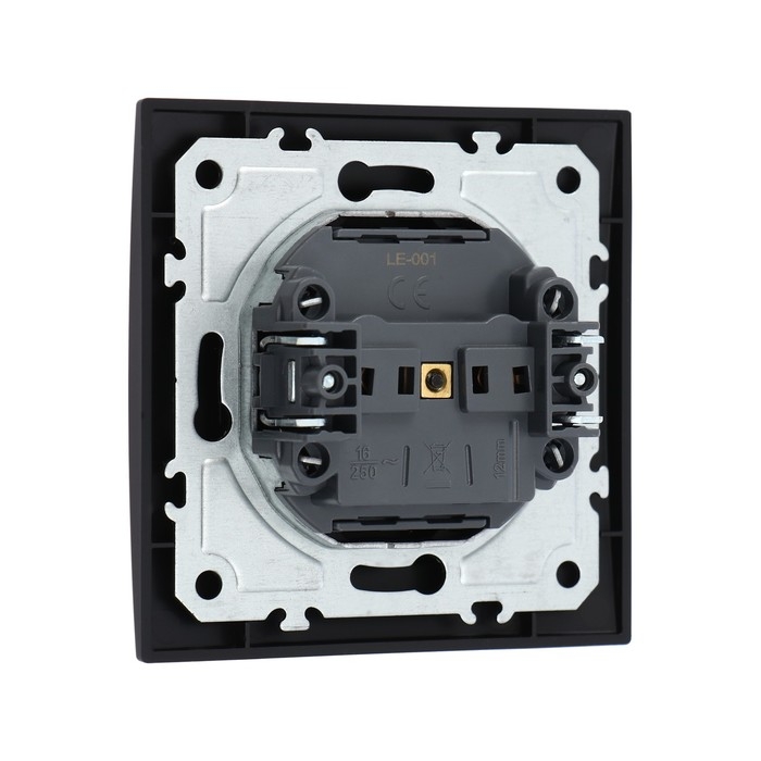 Розетка одноместная TOT Elegant, 10 А, скрытая, без з/к, черная Розетка одноместная TOT Elegant, 10 А, скрытая, без з/к, черная