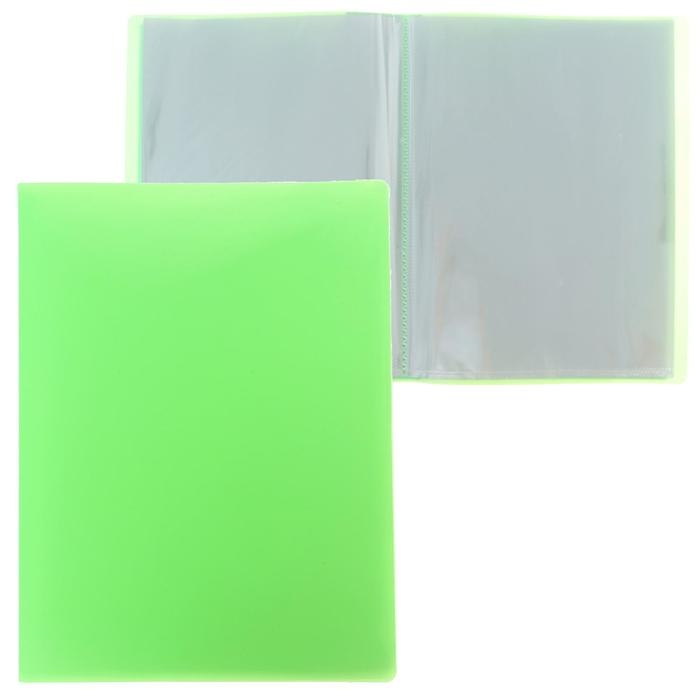 Папка с 40 вкладышами А4, 500 мкм, Calligrata, неон, салатовая Папка с 40 вкладышами А4, 500 мкм, Calligrata, неон, салатовая
