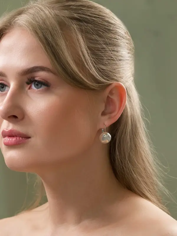 Серьги пластик &laquo;Майорика&raquo;, круг, белые в серебре