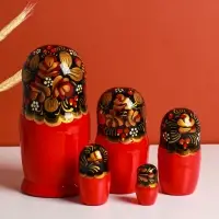 Матрёшка дерево &laquo;Рябинка&raquo;, чёрный платок, 5 кукольная, 18 см