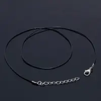 Шнурок каучуковый, неполый, 60 см + удлинитель 5 см, d=1.3 мм, чёрный в серебре