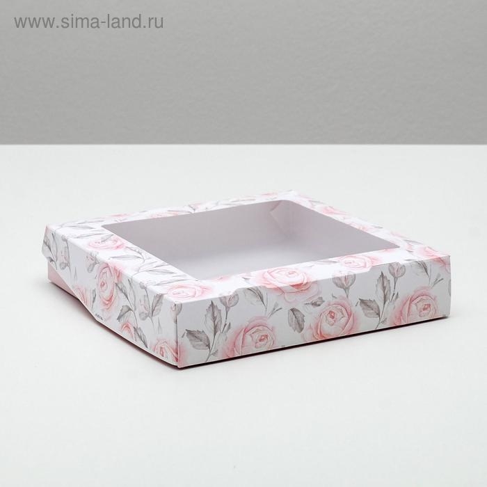 Кондитерская упаковка, коробка с ламинацией «Flowers», 20 х 20 х 4 см Кондитерская упаковка, коробка с ламинацией «Flowers», 20 х 20 х 4 см