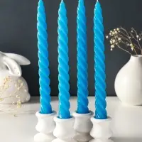 Набор свечей витых, 2,3х 24,5 см, 5 ч, 50 г, 4 штуки, синий