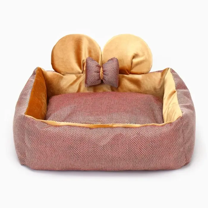 Лежанка &laquo;Милаш&raquo;, 52&times;42&times;15, бязь, плюш, бежево-коричневая