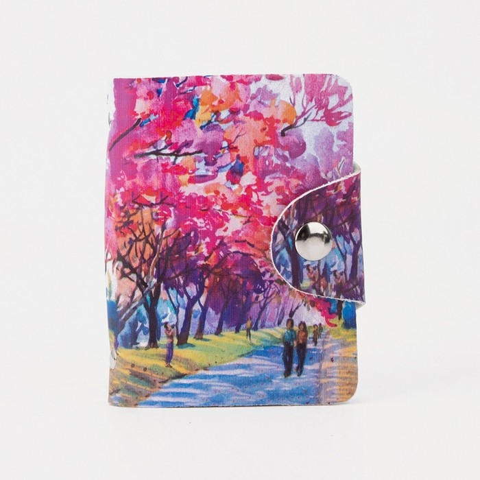 Визитница на кнопке, 28 карт, цвет розовый Визитница на кнопке, 28 карт, цвет розовый