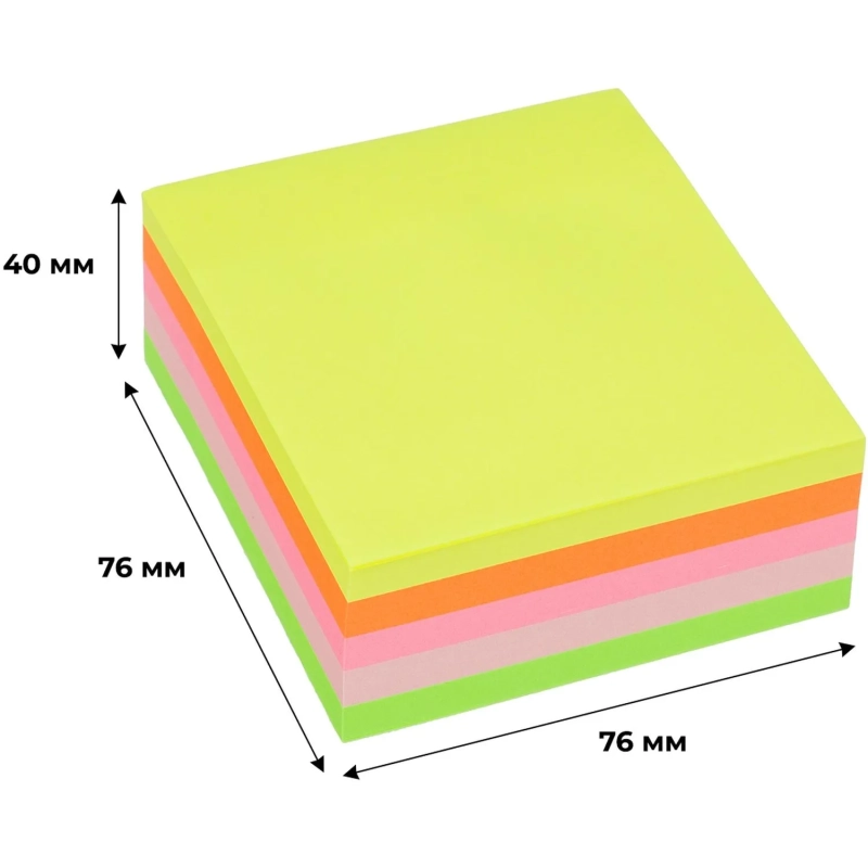 Стикеры ATTACHE Simple куб 76х76 радуга 400 л 5 цветов неон