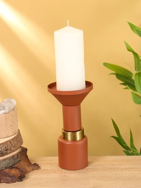 Подсвечник на 1 свечу текстурный «Терракотовый», 10.5×10.5×19.5 см