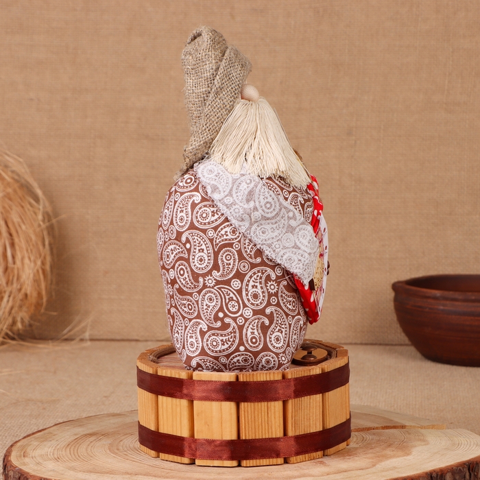 Домовой-копилка Домовой-копилка "Афанасий с мешком", на бочке, 28х15х12 см