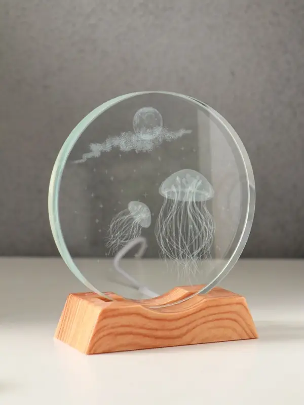 Сувенир стекло свет Сувенир стекло свет "Диск. Медузы" 5хLED d=10 см, USB 10х4х11,4 см