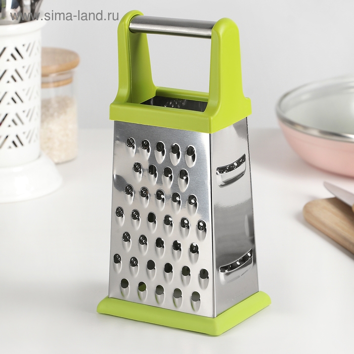 Тёрка четырёхгранная Доляна «Энергия», 10×8×20 см, прорезиненное дно, зелёная Тёрка четырёхгранная Доляна «Энергия», 10×8×20 см, прорезиненное дно, зелёная