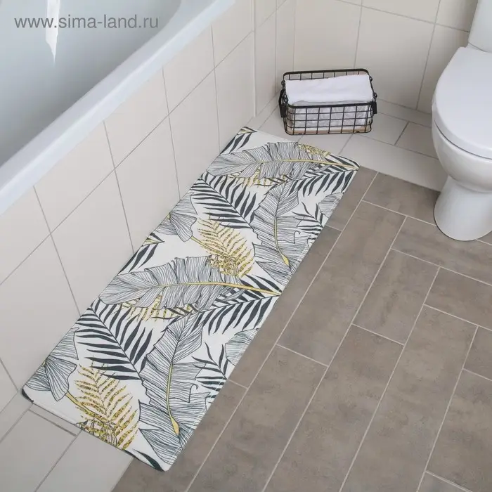 Коврик для ванной и туалета Доляна &laquo;Листья&raquo;, 45&times;120 см