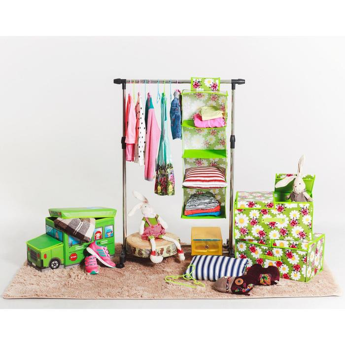 Органайзер подвесной Доляна «Божьи коровки», 4 отделения, 30×30×80 см, цвет зелёный Органайзер подвесной Доляна «Божьи коровки», 4 отделения, 30×30×80 см, цвет зелёный