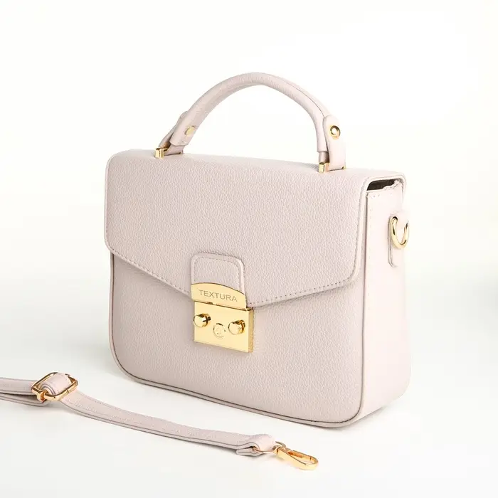 Сумка женская мессенджер TEXTURA на клапане, 23&times;6&times;17 см, бежевая