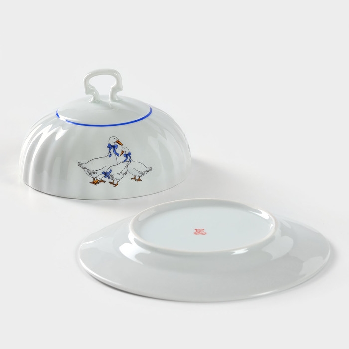 Масленка фарфоровая «Гуси», 500 мл