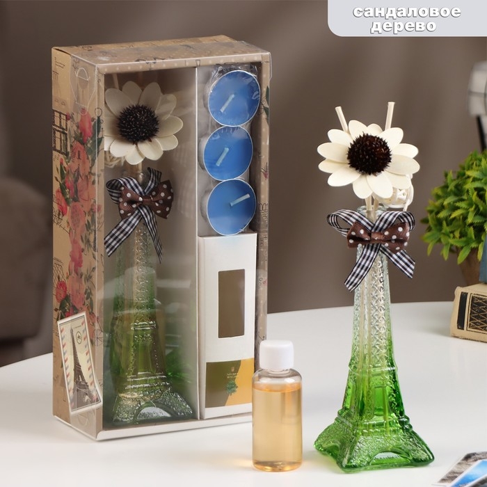 Набор подарочный Набор подарочный "Париж" (диффузор и свечи) сандал, "Богатство Аромата"