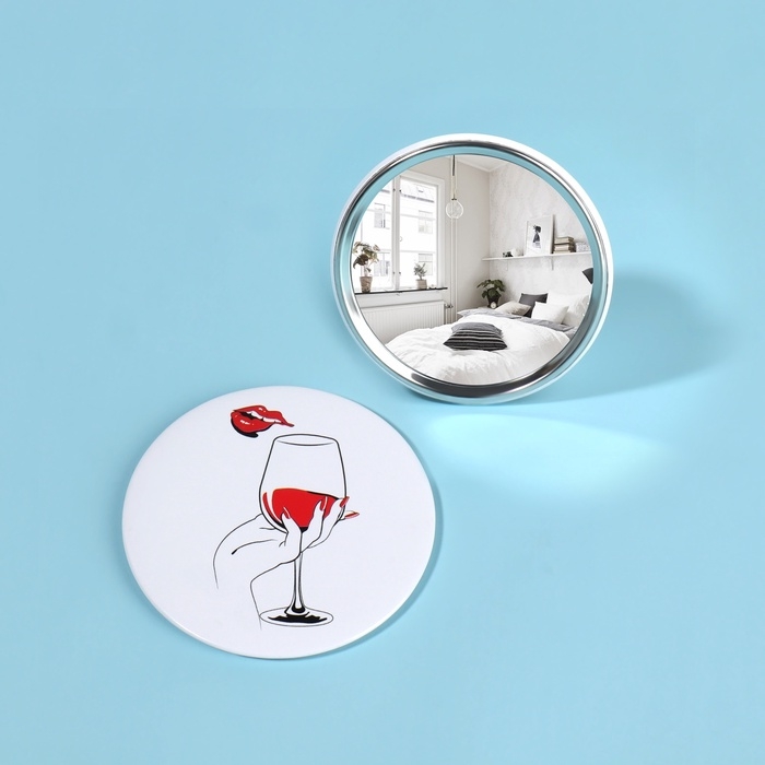 Зеркало карманное «WINE NOT», d = 7,5 см, рисунок МИКС Зеркало карманное «WINE NOT», d = 7,5 см, рисунок МИКС