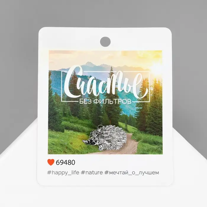 Брошь &laquo;Ёжик&raquo; счастье, цвет серебра