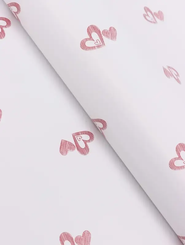 Пленка флористическая для цветов, &laquo;Двойные сердца&raquo;, красная, 57&times;57 см