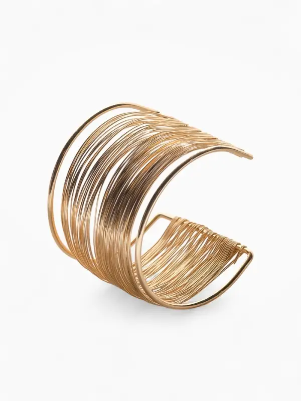 Браслет манжета &laquo;Нити&raquo;, d=6 см, металл, цвет золото