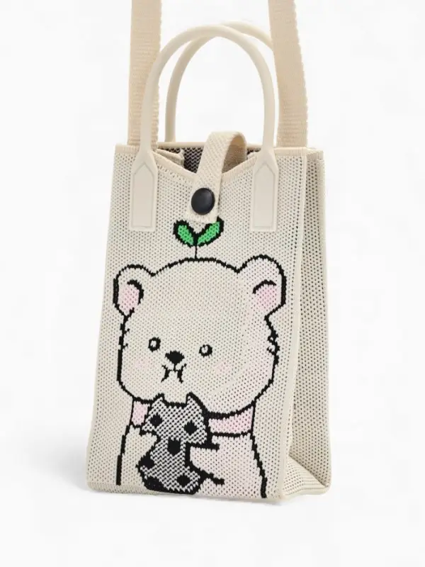 Сумка подр Мишка, 12*4*17, отд на кнопке, дл ремень, белый Сумка подр Мишка, 12*4*17, отд на кнопке, дл ремень, белый