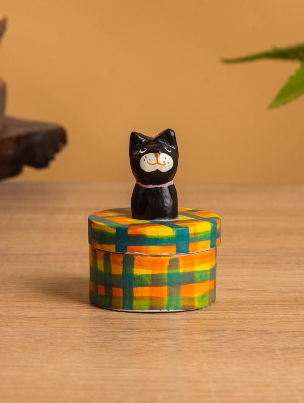 Сувенирная шкатулка «Чёрный Кот», 4.5×4.5×6 см, дерево, разноцветная Сувенирная шкатулка «Чёрный Кот», 4.5×4.5×6 см, дерево, разноцветная