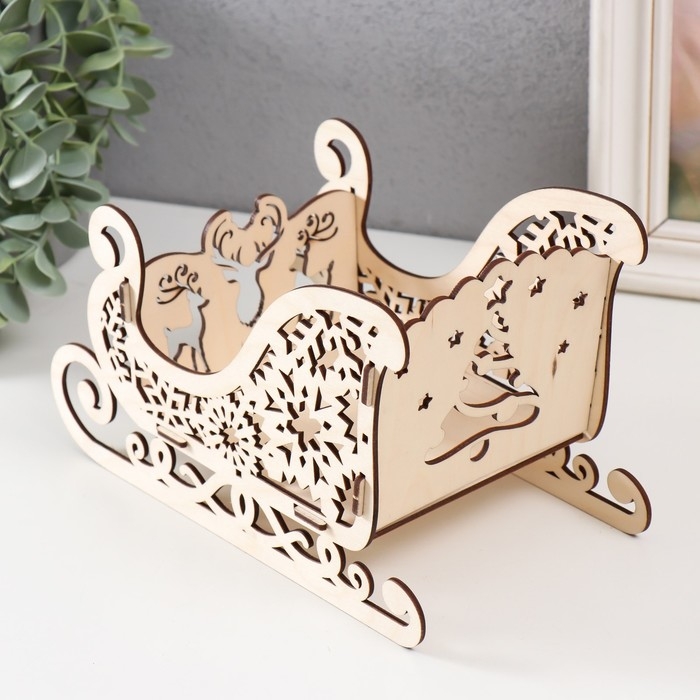 Шкатулка  Шкатулка "Сани. Ёлка" 22х11,5х13,5 см (набор 5 деталей)