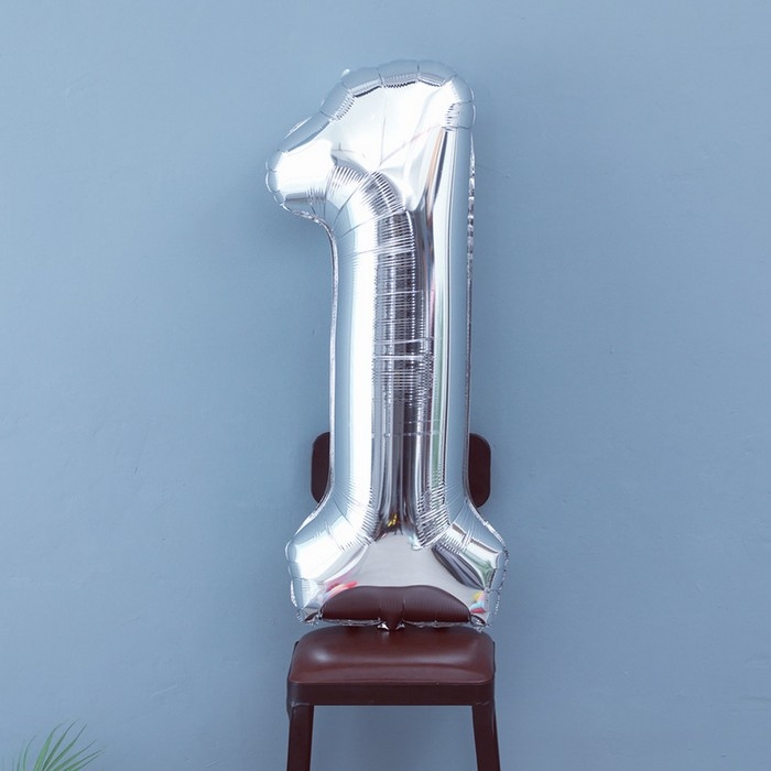 Шар фольгированный 40 Шар фольгированный 40" Цифра 1, цвет серебряный