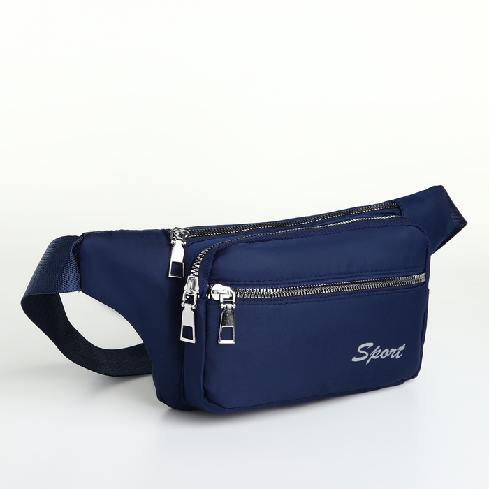 Поясная сумка на молнии, 2 наружных кармана, цвет синий Поясная сумка на молнии, 2 наружных кармана, цвет синий