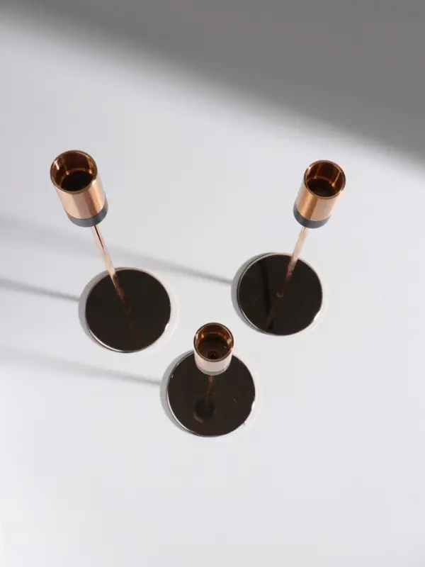 Подсвечник металл  Подсвечник металл "Лофт" d=2 см набор 3 шт золотой с чёрным 8х8х23, 8х8х28, 8х8х33 см